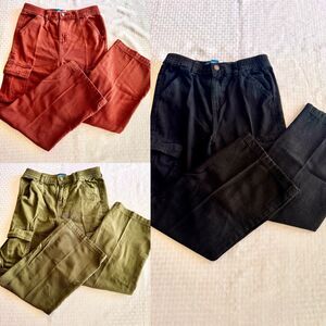 Old Navy Boys Set Of 3 Cargo Pants Size L 10–12 Olive/Black/Terracotta